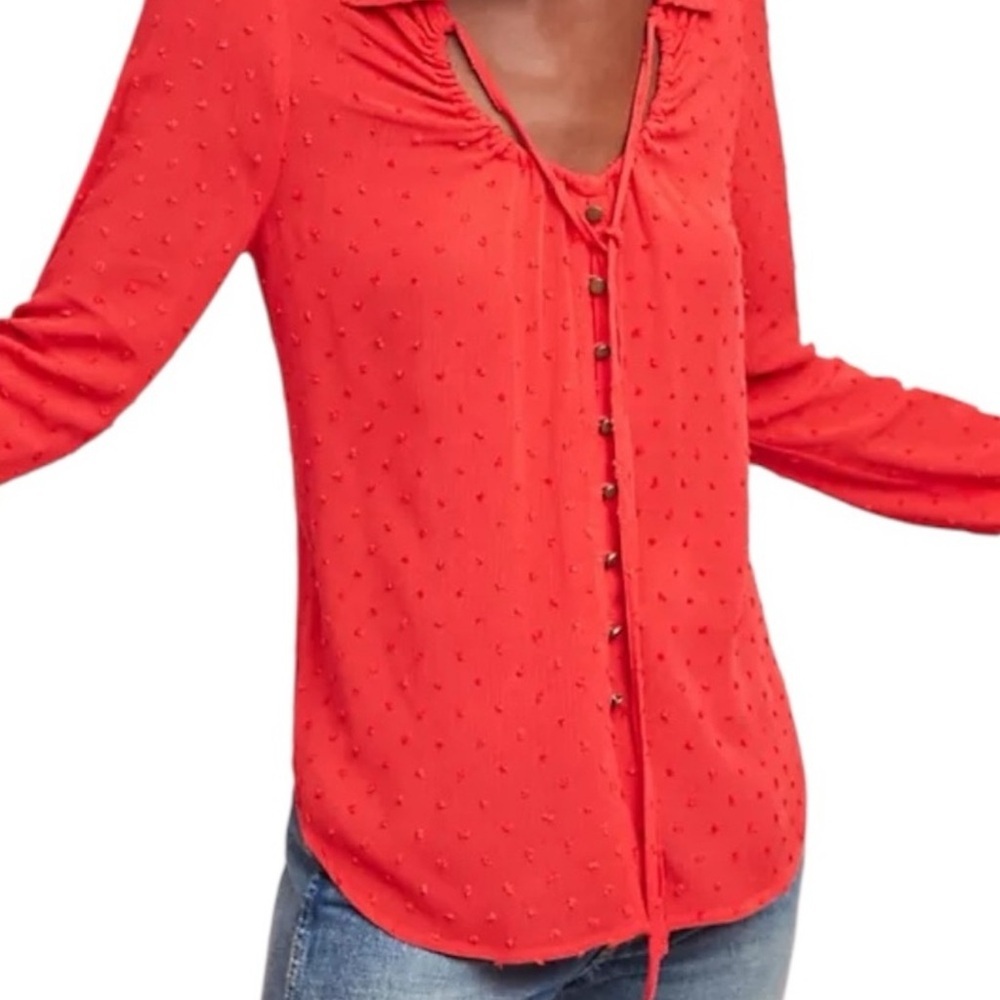 Anthropologie Maeve Red Textured Blouse